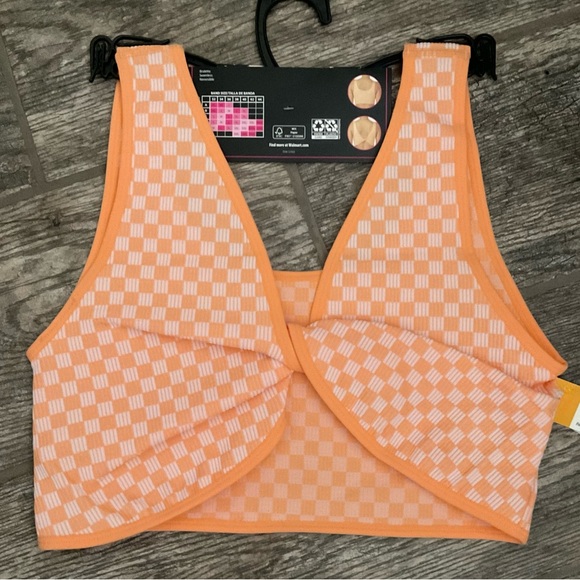 New Nobo Seamless Reversible Twist Bralette Peach Check Size L XL or XXL - Picture 2 of 3